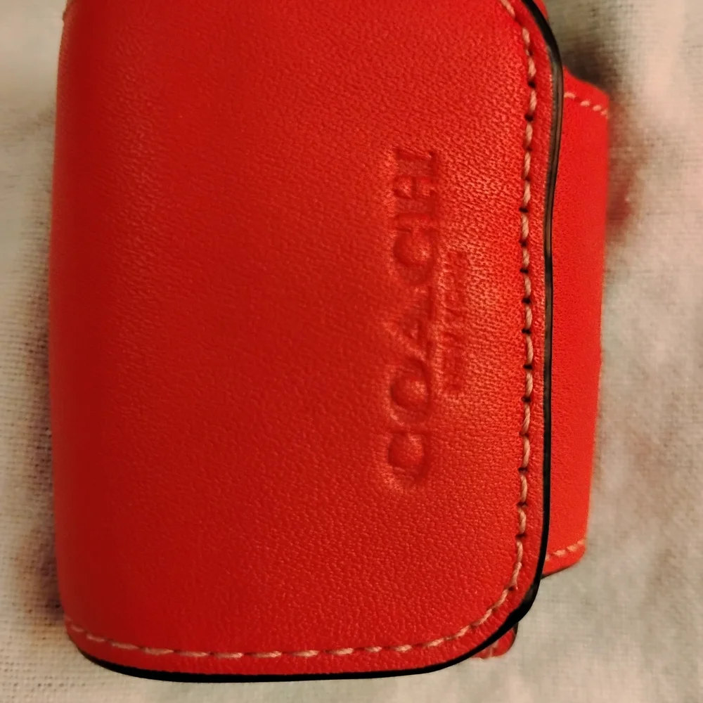 Coach Red Leather Airpod Pouch